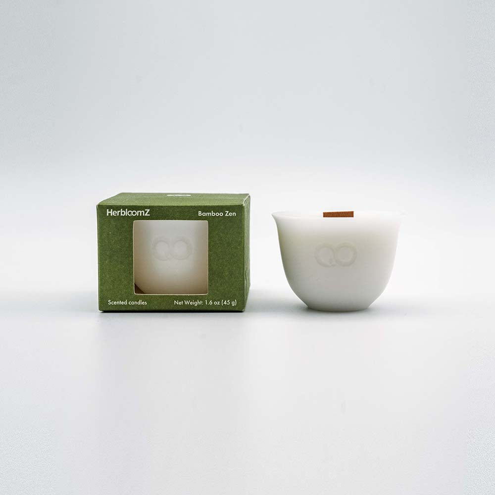 Bamboo Zen scented candle with natural soy wax — calming wellness candle for mood support and eco-friendly ambiance - HerbloomZ
