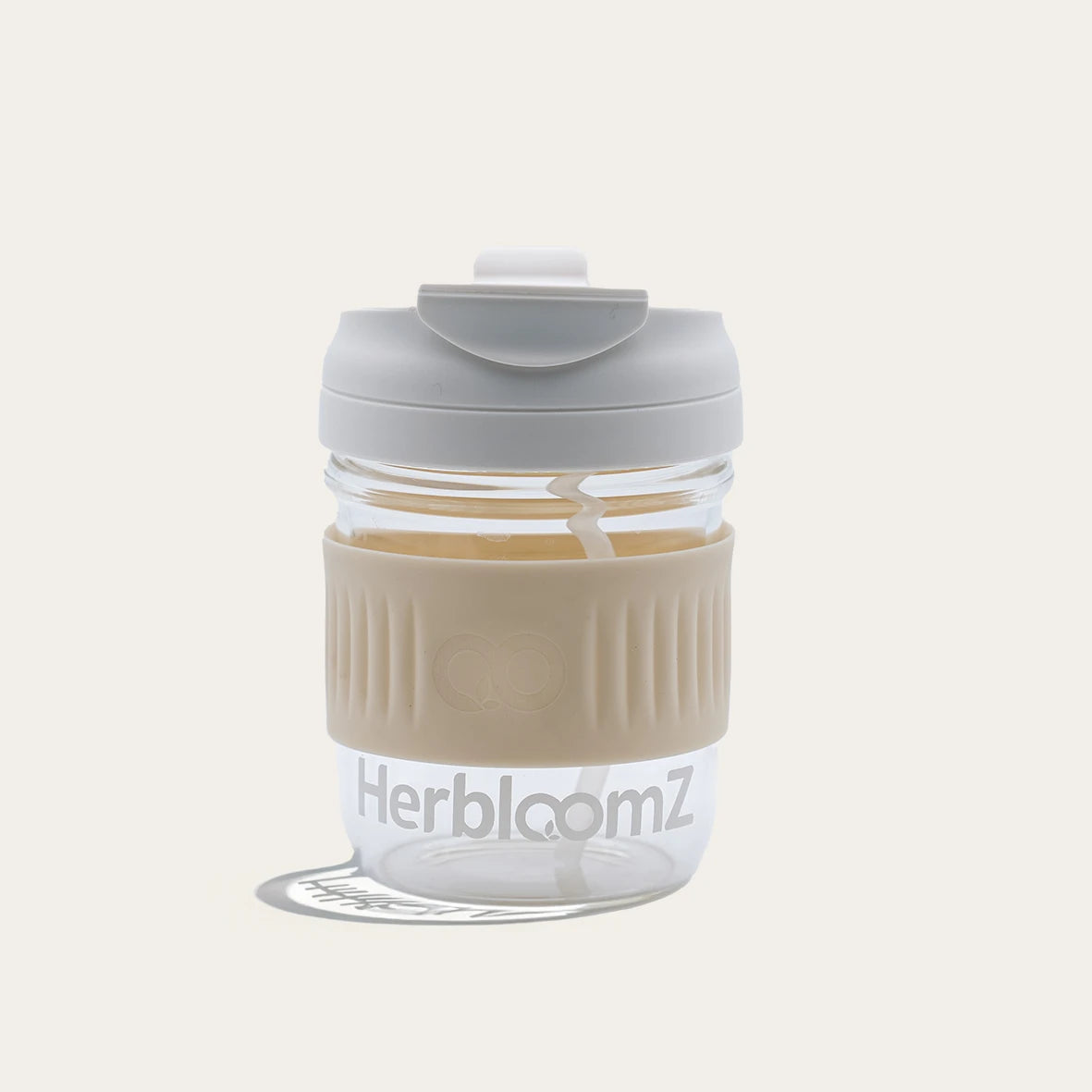 HerbloomZ Wellness Cup – Heat-resistant borosilicate glass cup with silicone grip and straw-friendly lid for sustainable rituals - HerbloomZ
