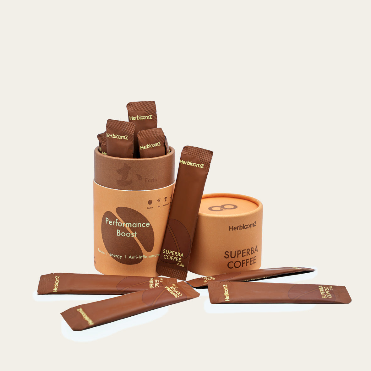 SUPERBA Coffee Performance Boost sticks for energy, focus, and inflammation support — functional mushroom coffee - HerbloomZ