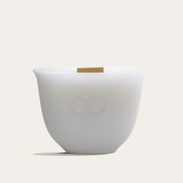 HerbloomZ Bamboo Zen Candle in Dehua Lamb Jade porcelain cup for mindful rituals and relaxation - HerbloomZ